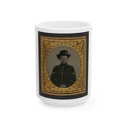 Unidentified Soldier In Union Sergeant Uniform With Hardee Hat With Infantry Insignia And Plume (U.S. Civil War) White Coffee Mug-15oz-Go Mug Yourself