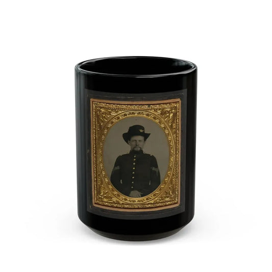 Unidentified Soldier In Union Sergeant Uniform With Hardee Hat With Infantry Insignia And Plume (U.S. Civil War) Black Coffee Mug 15oz - Go Mug Yourself
