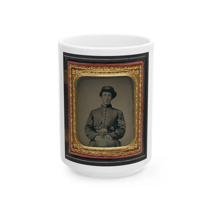 Unidentified Soldier In Union Sergeant's Uniform And Hardee Hat With Revolver And Knife (U.S. Civil War) White Coffee Mug-15oz-Go Mug Yourself