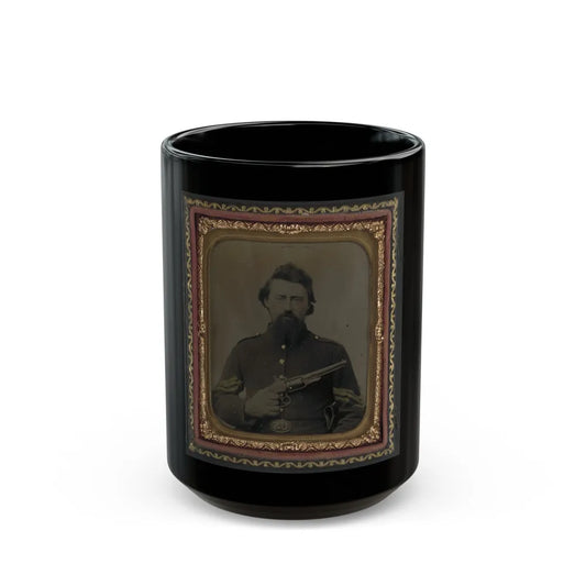 Unidentified Soldier In Union Sergeant's Uniform And U.S. Belt Buckle With Savage Revolver (U.S. Civil War) Black Coffee Mug-15oz-Go Mug Yourself