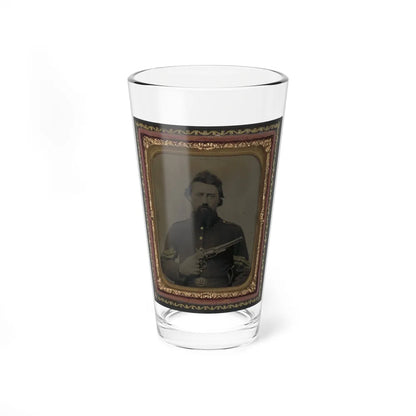 Unidentified Soldier In Union Sergeant's Uniform And U.S. Belt Buckle With Savage Revolver (U.S. Civil War) Pint Glass 16oz-16oz-Go Mug Yourself