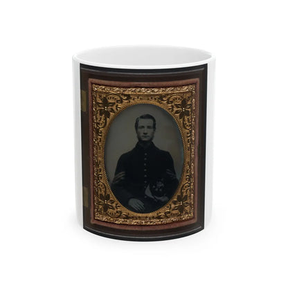 Unidentified Soldier In Union Sergeant's Uniform With Company C, 13th New Hampshire Infantry Regiment Kepi (U.S. Civil War) White Coffee Mug-11oz-Go Mug Yourself