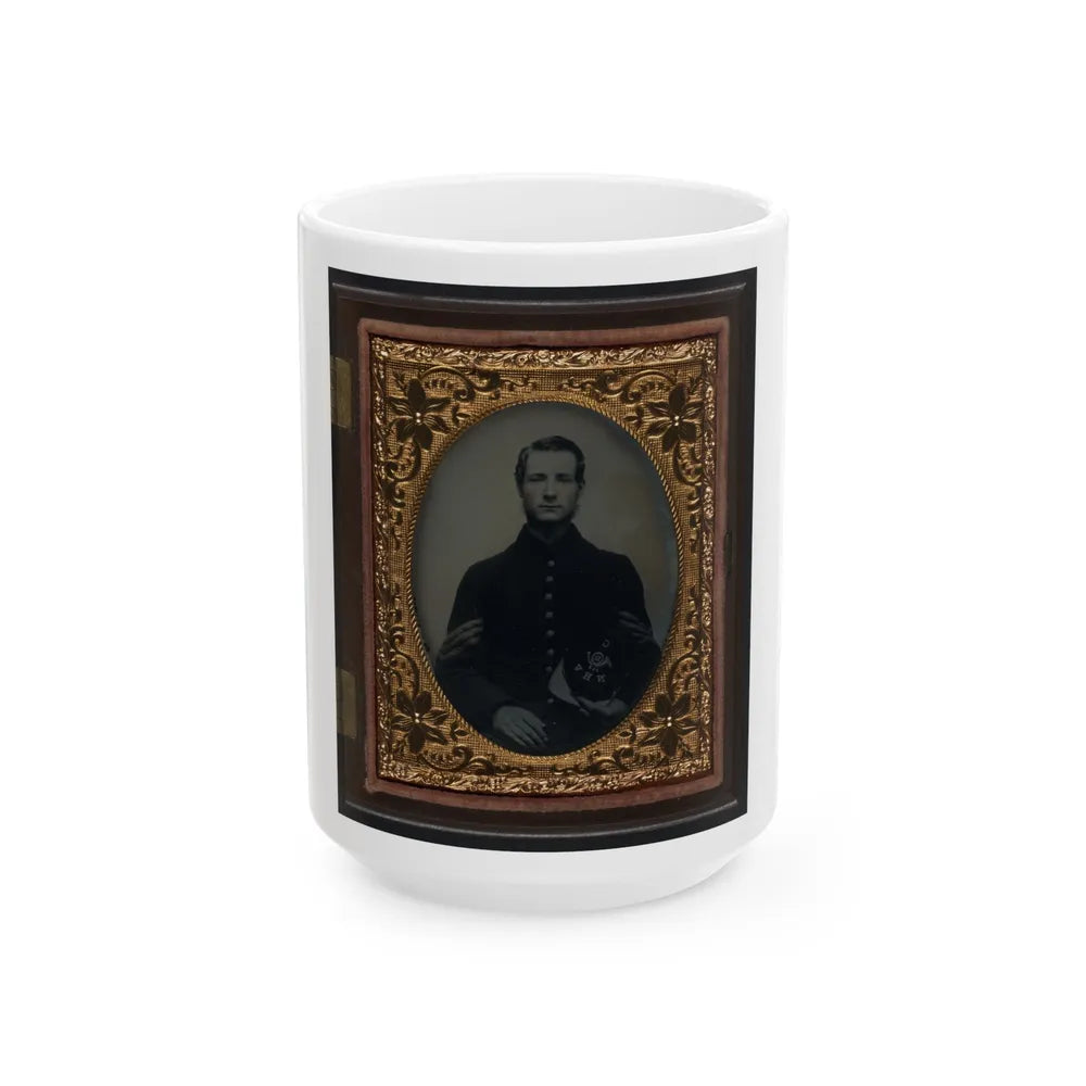 Unidentified Soldier In Union Sergeant's Uniform With Company C, 13th New Hampshire Infantry Regiment Kepi (U.S. Civil War) White Coffee Mug-15oz-Go Mug Yourself