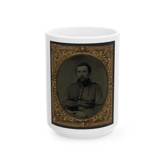 Unidentified Soldier In Union Sergeant's Uniform With Company M Forage Cap (U.S. Civil War) White Coffee Mug-15oz-Go Mug Yourself