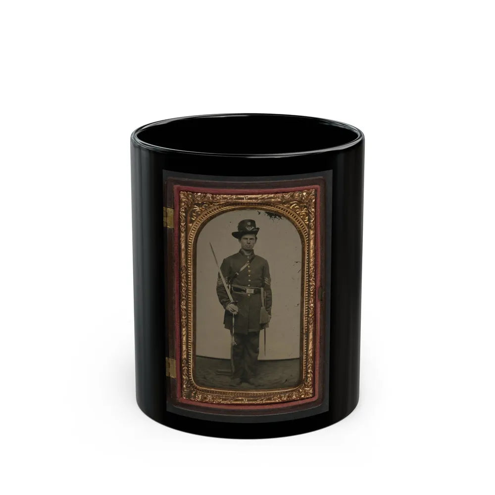 Unidentified Soldier In Union Sergeant's Uniform With Hardee Hat And Sash With Non-Commissioned Officer's Sword (U.S. Civil War) Black Coffee Mug-11oz-Go Mug Yourself