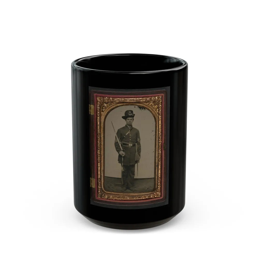 Unidentified Soldier In Union Sergeant's Uniform With Hardee Hat And Sash With Non-Commissioned Officer's Sword (U.S. Civil War) Black Coffee Mug-15oz-Go Mug Yourself