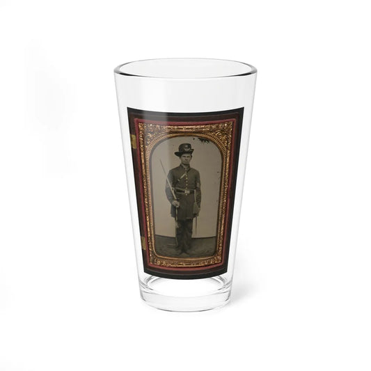 Unidentified Soldier In Union Sergeant's Uniform With Hardee Hat And Sash With Non-Commissioned Officer's Sword (U.S. Civil War) Pint Glass 16oz-16oz-Go Mug Yourself