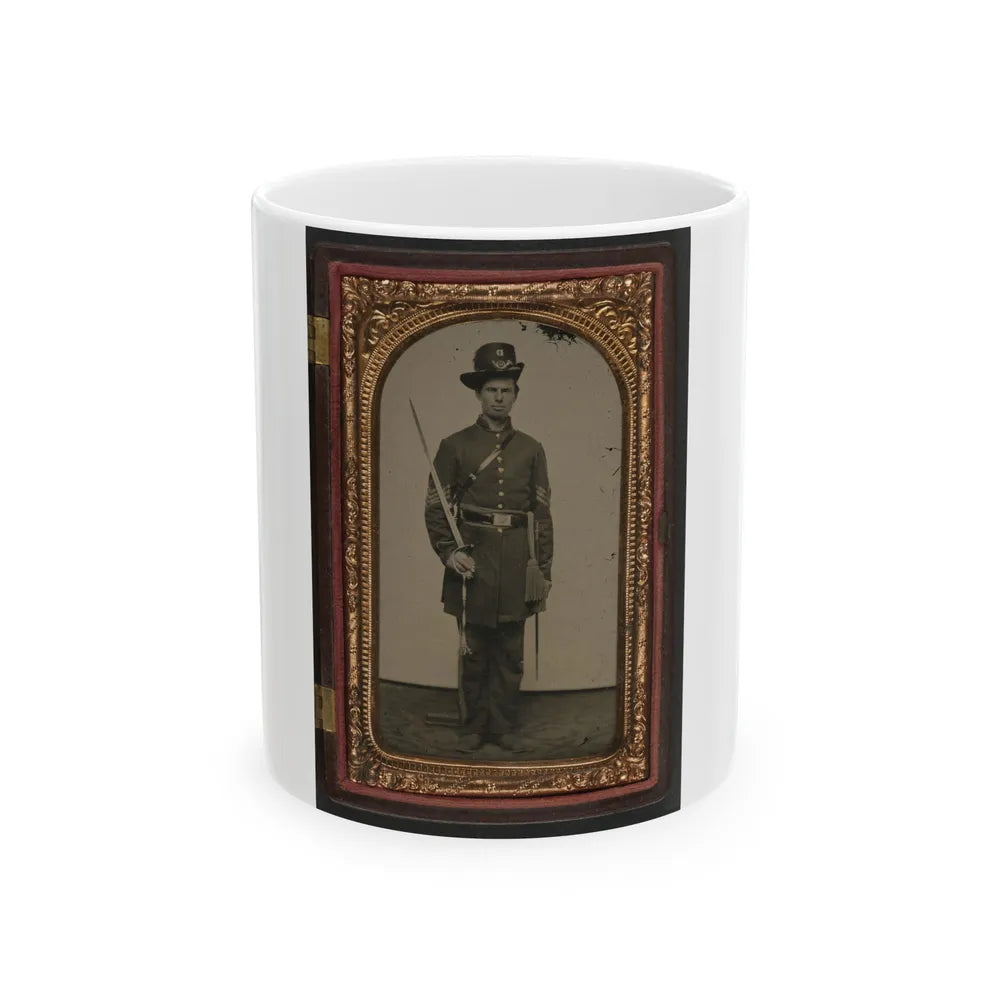 Unidentified Soldier In Union Sergeant's Uniform With Hardee Hat And Sash With Non-Commissioned Officer's Sword (U.S. Civil War) White Coffee Mug-11oz-Go Mug Yourself