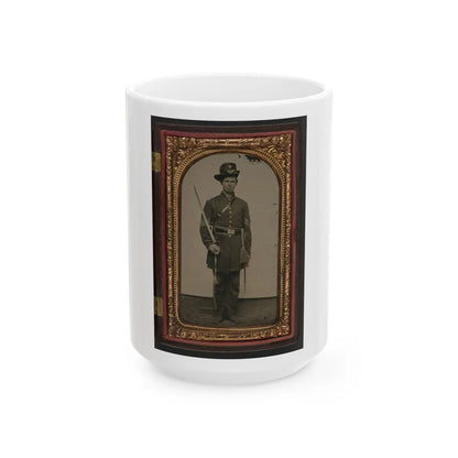 Unidentified Soldier In Union Sergeant's Uniform With Hardee Hat And Sash With Non-Commissioned Officer's Sword (U.S. Civil War) White Coffee Mug-15oz-Go Mug Yourself