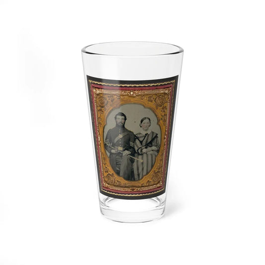 Unidentified Soldier In Union Sergeant's Uniform With Model 1840 Non-Commissioned Officer's Sword Next To Unidentified Woman (U.S. Civil War) Pint Glass 16oz-16oz-Go Mug Yourself