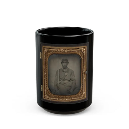 Unidentified Soldier In Union Sergeant's Uniform With Musket And Sword (U.S. Civil War) Black Coffee Mug-15oz-Go Mug Yourself