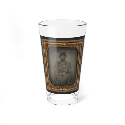 Unidentified Soldier In Union Sergeant's Uniform With Musket And Sword (U.S. Civil War) Pint Glass 16oz-16oz-Go Mug Yourself