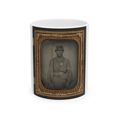 Unidentified Soldier In Union Sergeant's Uniform With Musket And Sword (U.S. Civil War) White Coffee Mug-11oz-Go Mug Yourself