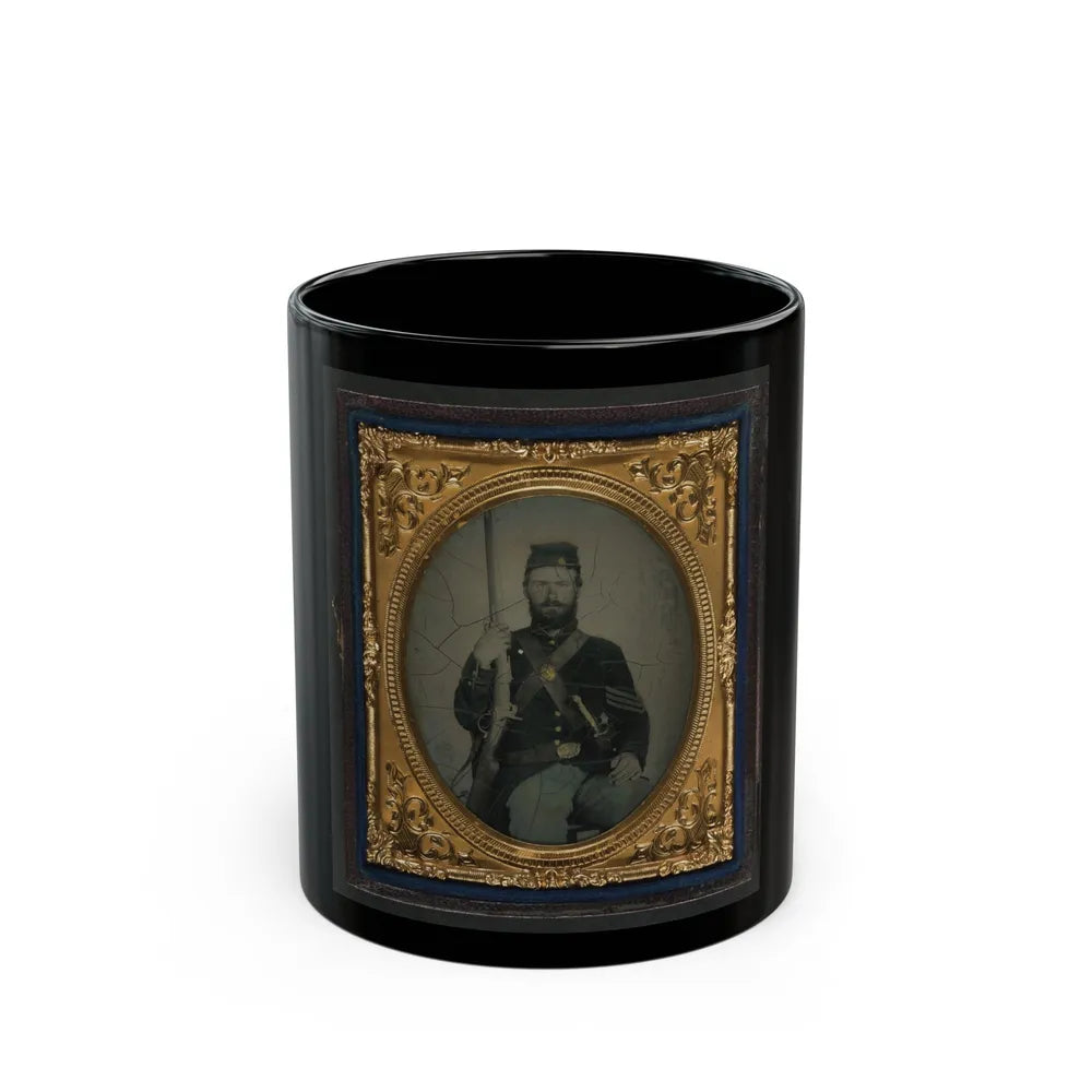 Unidentified Soldier In Union Sergeant's Uniform With Musket (U.S. Civil War) Black Coffee Mug-11oz-Go Mug Yourself