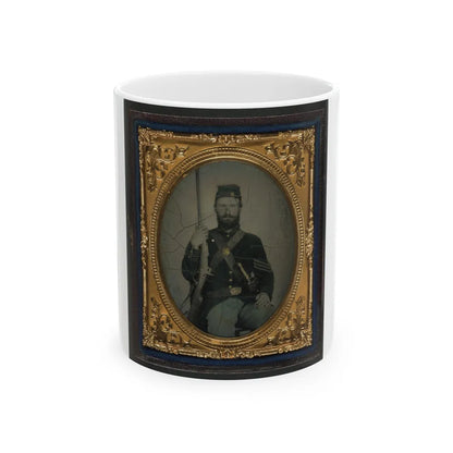 Unidentified Soldier In Union Sergeant's Uniform With Musket (U.S. Civil War) White Coffee Mug-11oz-Go Mug Yourself