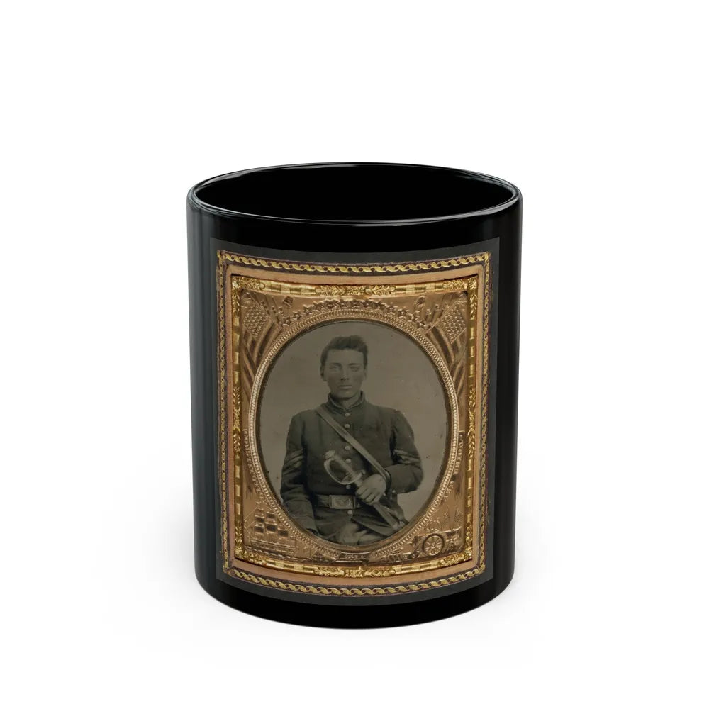 Unidentified Soldier In Union Sergeant's Uniform With U.S. Model 1850 Officer's Sword (U.S. Civil War) Black Coffee Mug-11oz-Go Mug Yourself