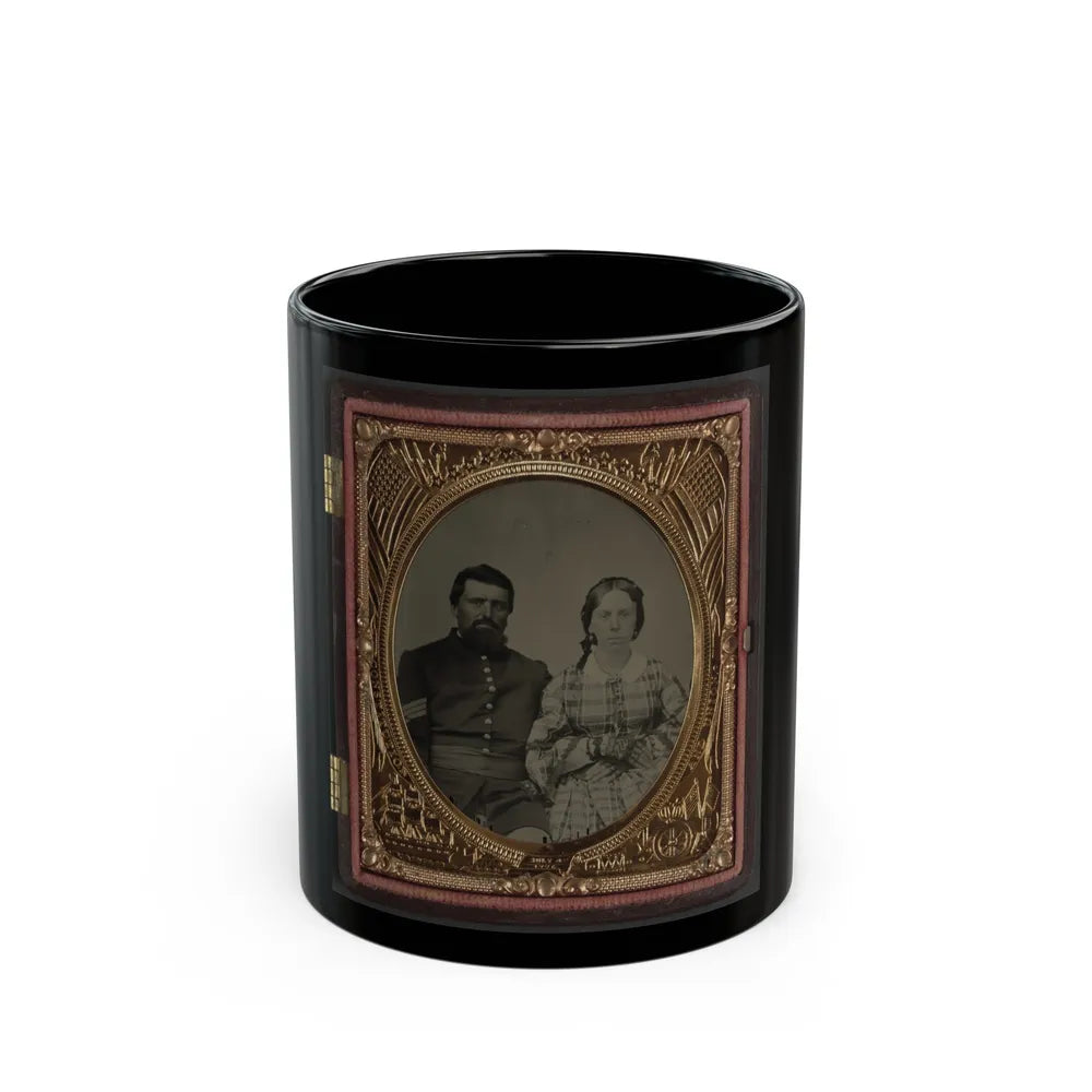 Unidentified Soldier In Union Sergeant's Uniform With Unidentified Woman (U.S. Civil War) Black Coffee Mug-11oz-Go Mug Yourself