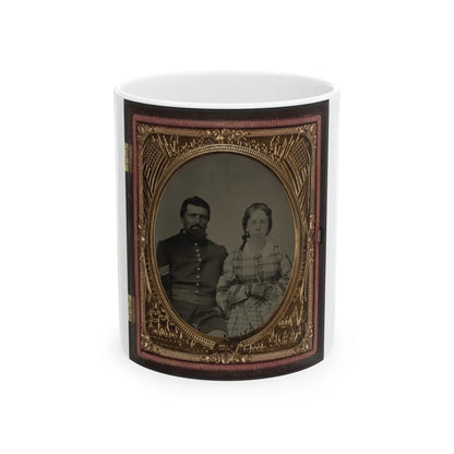 Unidentified Soldier In Union Sergeant's Uniform With Unidentified Woman (U.S. Civil War) White Coffee Mug-11oz-Go Mug Yourself