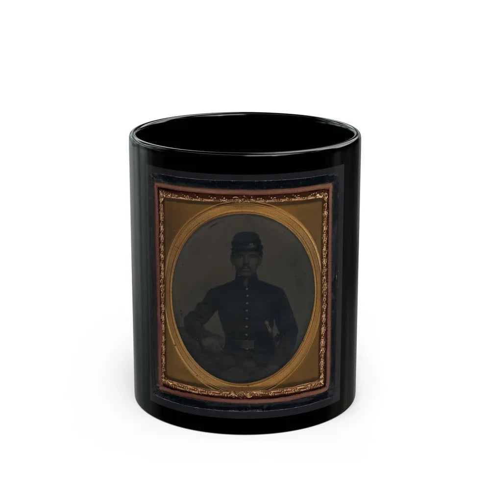 Unidentified Soldier In Union Shell Jacket And Forage Cap With Holstered Sword (U.S. Civil War) Black Coffee Mug-11oz-Go Mug Yourself