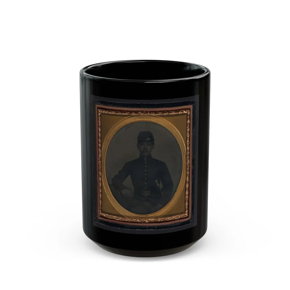 Unidentified Soldier In Union Shell Jacket And Forage Cap With Holstered Sword (U.S. Civil War) Black Coffee Mug-15oz-Go Mug Yourself