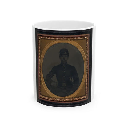 Unidentified Soldier In Union Shell Jacket And Forage Cap With Holstered Sword (U.S. Civil War) White Coffee Mug-11oz-Go Mug Yourself