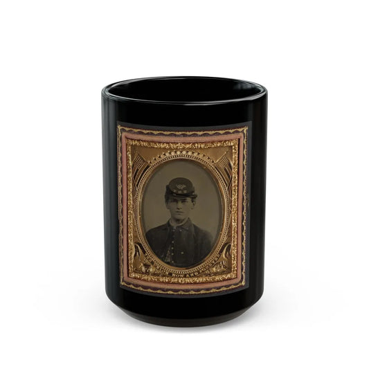 Unidentified Soldier In Union Uniform And 14th New Hampshire Infantry Regiment Kepi (U.S. Civil War) Black Coffee Mug-15oz-Go Mug Yourself