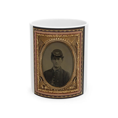 Unidentified Soldier In Union Uniform And 14th New Hampshire Infantry Regiment Kepi (U.S. Civil War) White Coffee Mug-11oz-Go Mug Yourself