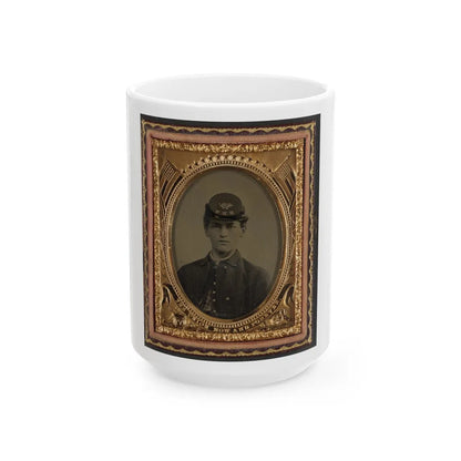 Unidentified Soldier In Union Uniform And 14th New Hampshire Infantry Regiment Kepi (U.S. Civil War) White Coffee Mug-15oz-Go Mug Yourself