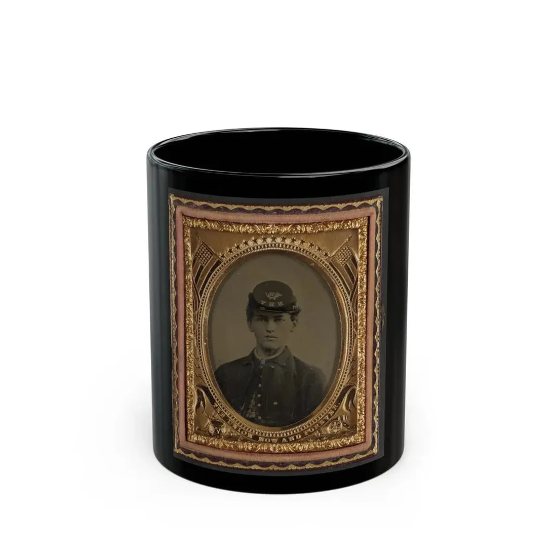 Unidentified Soldier In Union Uniform And 14th New Hampshire Infantry Regiment Kepi (U.S. Civil War) Black Coffee Mug 11oz - Go Mug Yourself