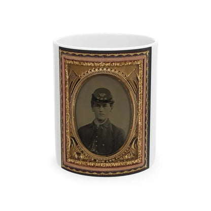 Unidentified Soldier In Union Uniform And 14th New Hampshire Infantry Regiment Kepi (U.S. Civil War) White Coffee Mug 11oz - Go Mug Yourself