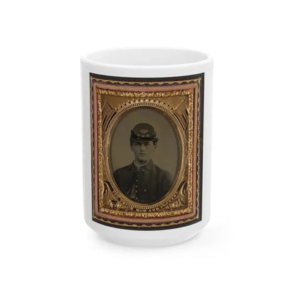 Unidentified Soldier In Union Uniform And 14th New Hampshire Infantry Regiment Kepi (U.S. Civil War) White Coffee Mug 15oz - Go Mug Yourself