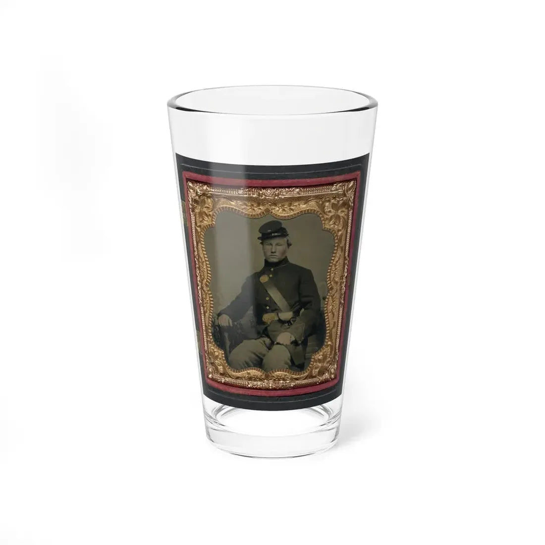 Unidentified Soldier In Union Uniform And 28th Regiment Forage Cap With Cap Box (U.S. Civil War) Pint Glass 16oz 16oz - Go Mug Yourself