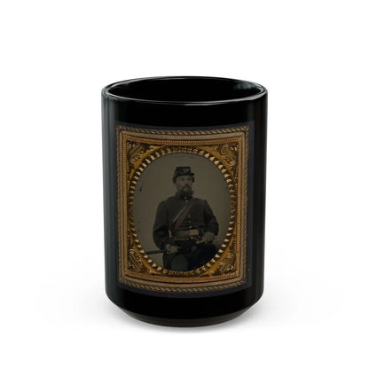 Unidentified Soldier In Union Uniform And 4th Infantry Kepi With Field And Staff Officers Sword (U.S. Civil War) Black Coffee Mug-15oz-Go Mug Yourself