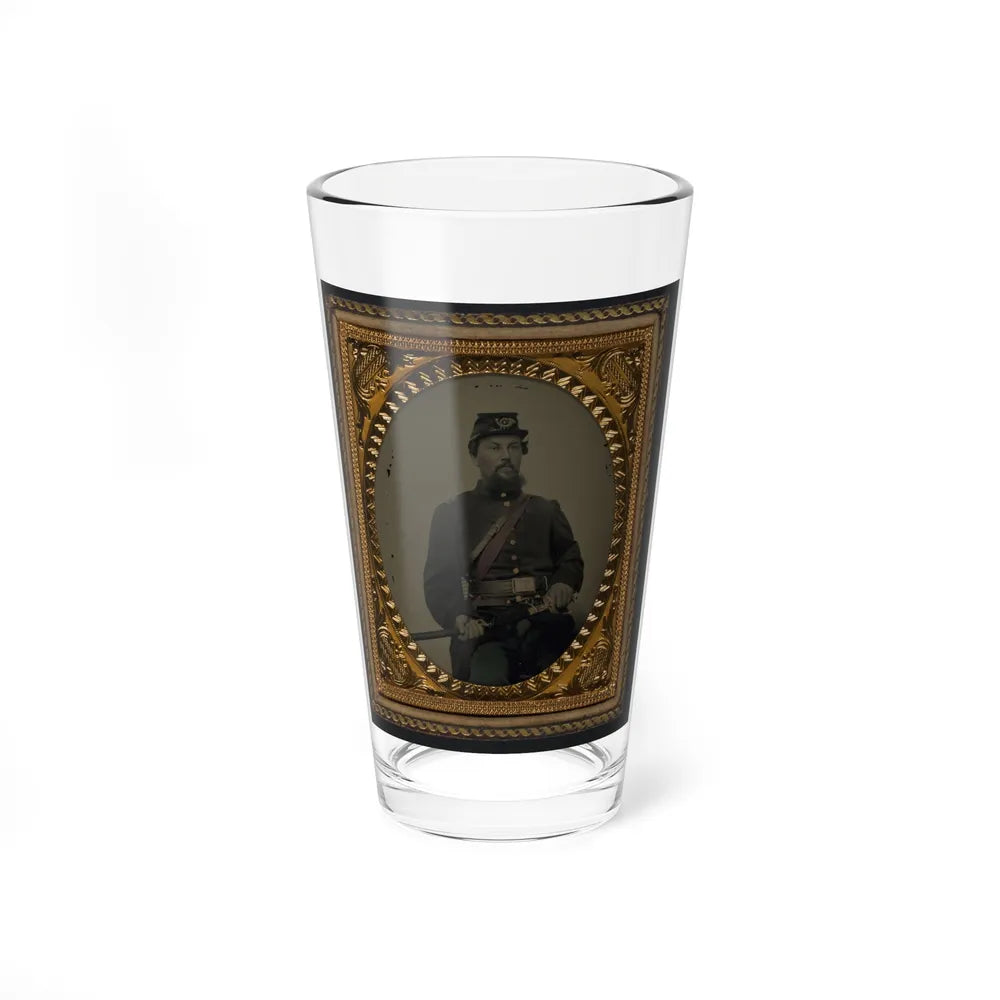 Unidentified Soldier In Union Uniform And 4th Infantry Kepi With Field And Staff Officers Sword (U.S. Civil War) Pint Glass 16oz-16oz-Go Mug Yourself