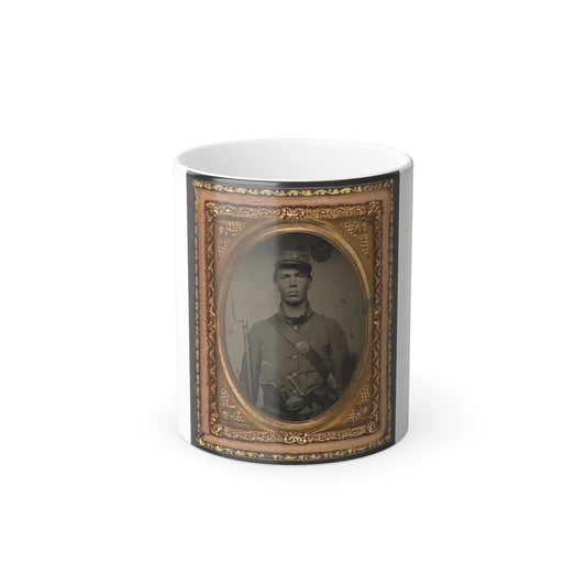 Unidentified Soldier in Union Uniform and Company C Hat With Bayoneted Musket, Revolver, Knife, and Cap Box (U.S. Civil War) Color Changing Coffee Mug 11oz-11oz-Go Mug Yourself