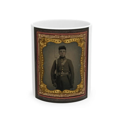 Unidentified Soldier In Union Uniform And Eagle Breast Plate With Bayoneted Musket, Cap Box, And Bayonet Scabbard (U.S. Civil War) White Coffee Mug-11oz-Go Mug Yourself