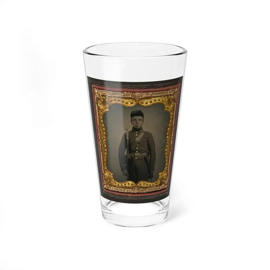 Unidentified Soldier In Union Uniform And Eagle Breast Plate With Bayoneted Musket, Cap Box, And Bayonet Scabbard (U.S. Civil War) Pint Glass 16oz 16oz - Go Mug Yourself