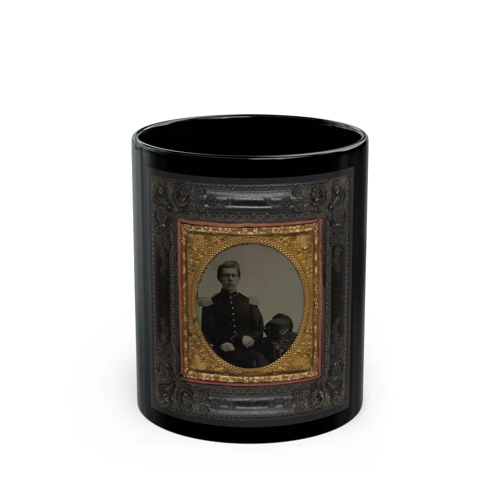 Unidentified Soldier In Union Uniform And Epaulettes With Infantry Hardee Hat (U.S. Civil War) Black Coffee Mug-11oz-Go Mug Yourself