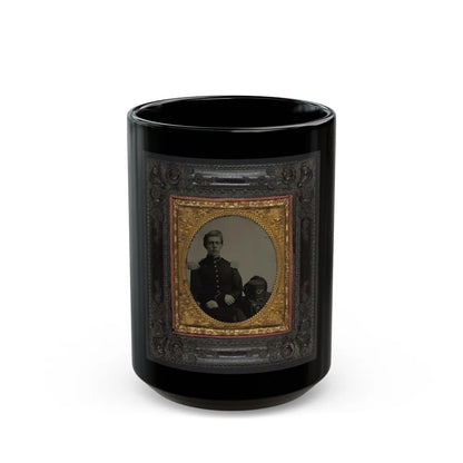 Unidentified Soldier In Union Uniform And Epaulettes With Infantry Hardee Hat (U.S. Civil War) Black Coffee Mug-15oz-Go Mug Yourself