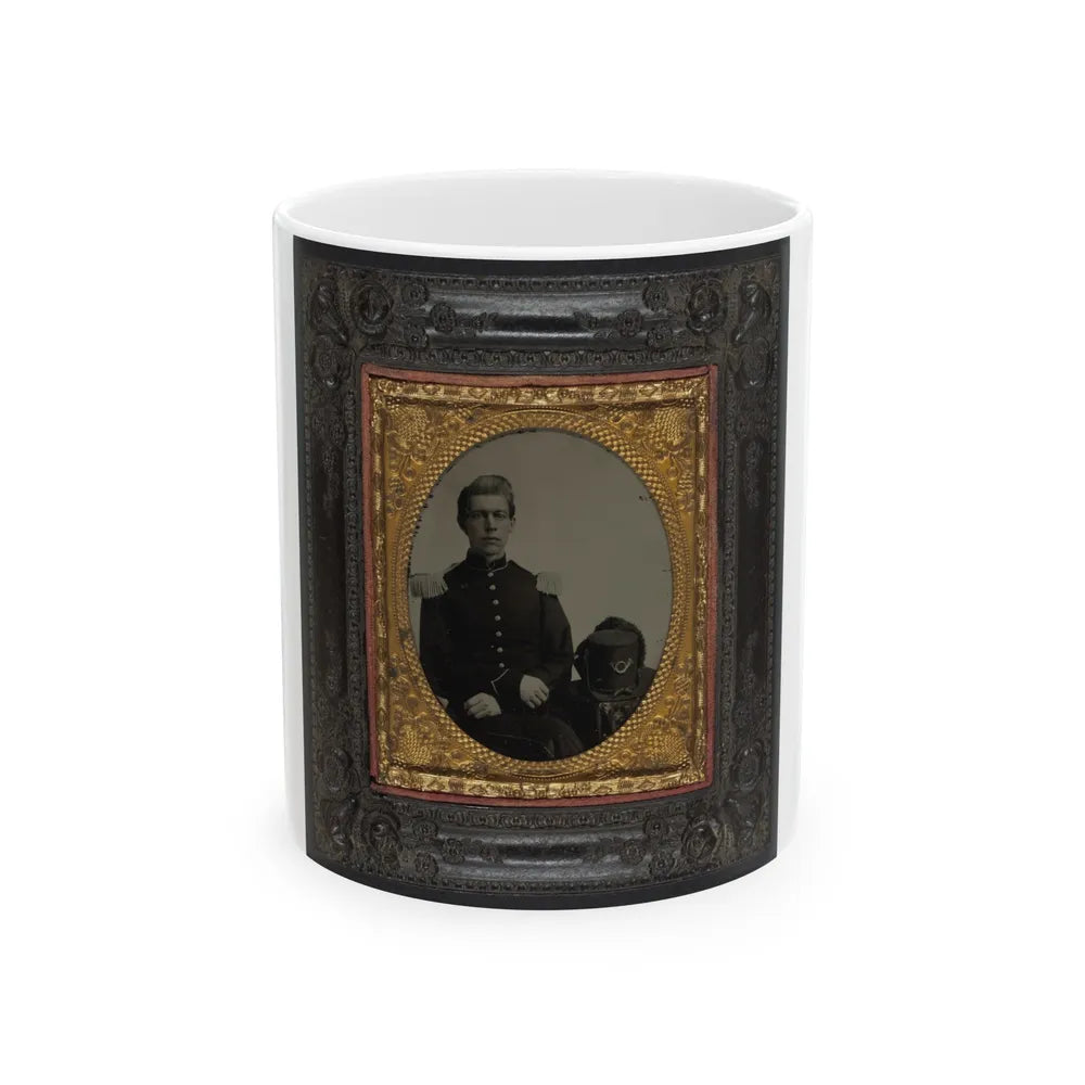 Unidentified Soldier In Union Uniform And Epaulettes With Infantry Hardee Hat (U.S. Civil War) White Coffee Mug-11oz-Go Mug Yourself