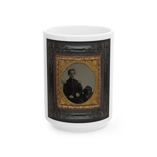 Unidentified Soldier In Union Uniform And Epaulettes With Infantry Hardee Hat (U.S. Civil War) White Coffee Mug-15oz-Go Mug Yourself