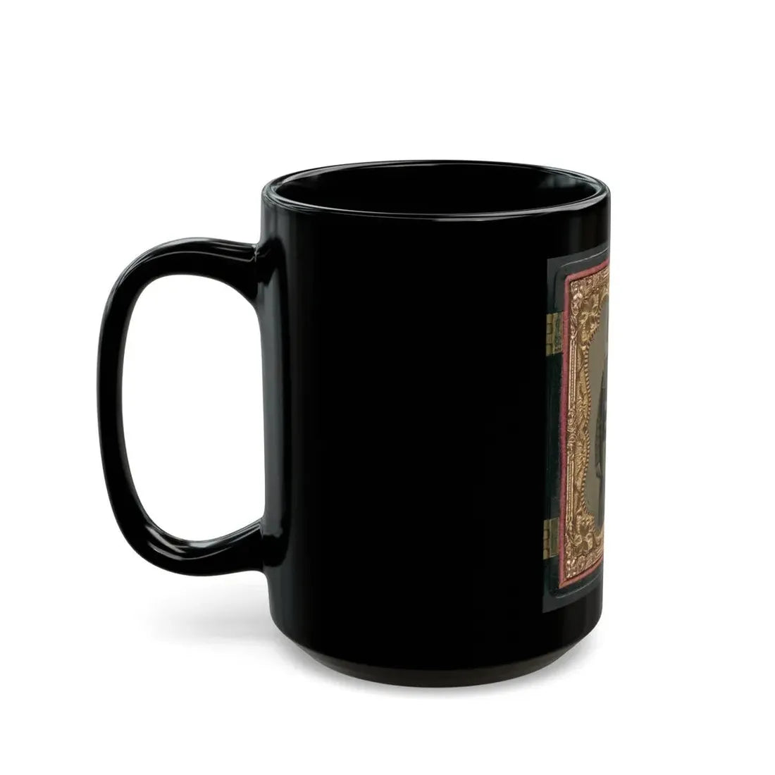 Unidentified Soldier In Union Uniform And Fez With Bayoneted Musket In Front Of Painted Backdrop Showing American Flag (U.S. Civil War) Black Coffee Mug - Go Mug Yourself