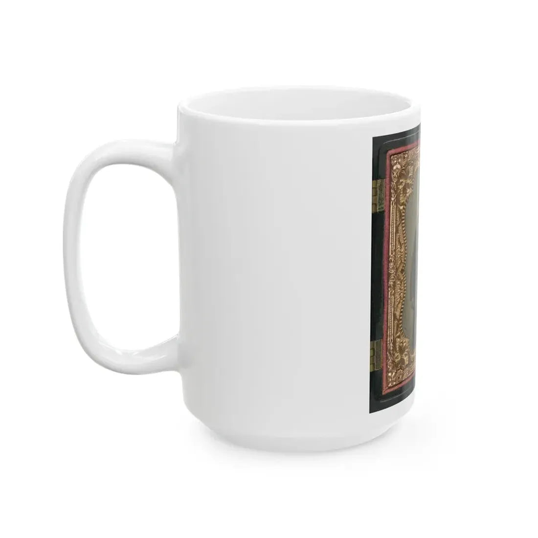 Unidentified Soldier In Union Uniform And Fez With Bayoneted Musket In Front Of Painted Backdrop Showing American Flag (U.S. Civil War) White Coffee Mug - Go Mug Yourself