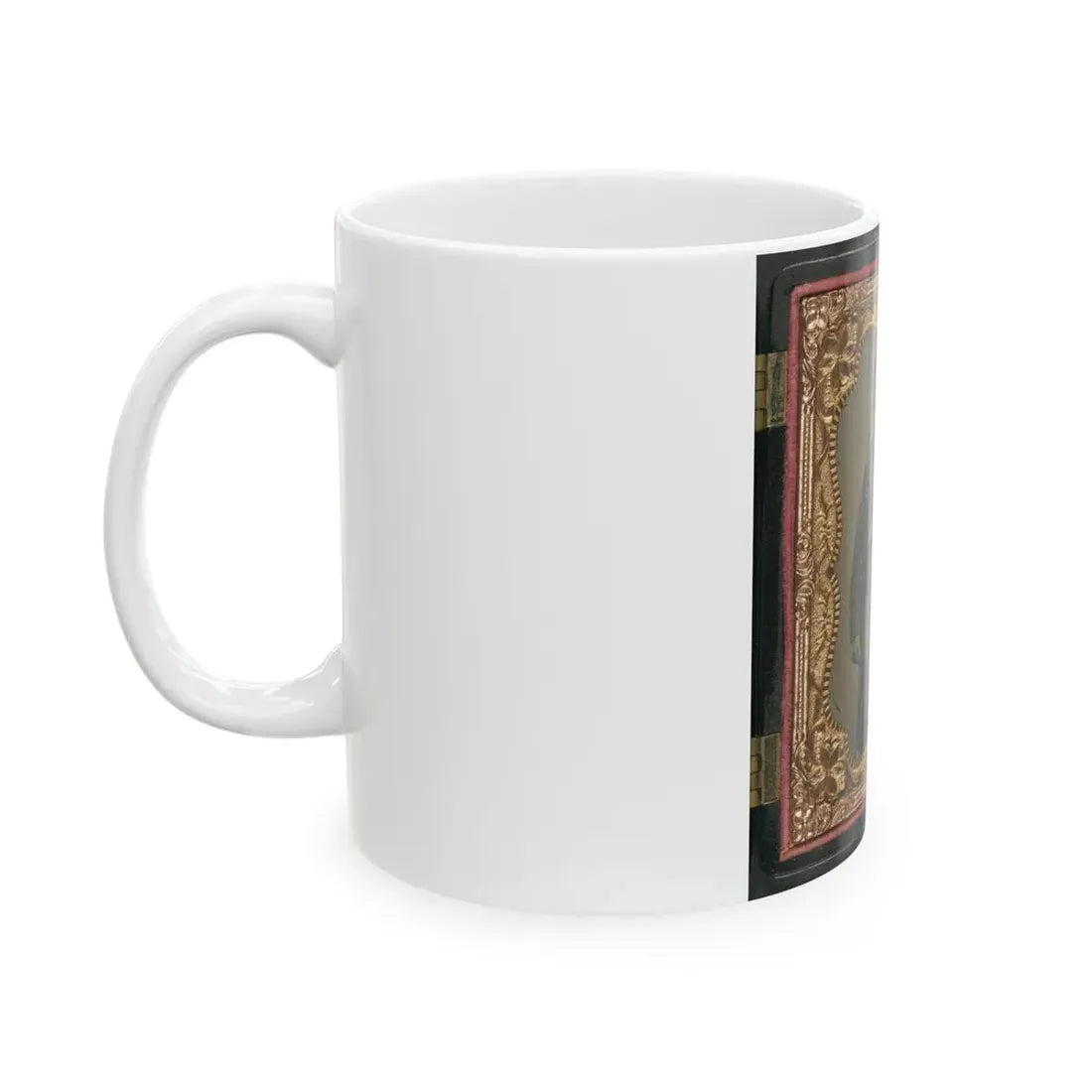 Unidentified Soldier In Union Uniform And Fez With Bayoneted Musket In Front Of Painted Backdrop Showing American Flag (U.S. Civil War) White Coffee Mug - Go Mug Yourself