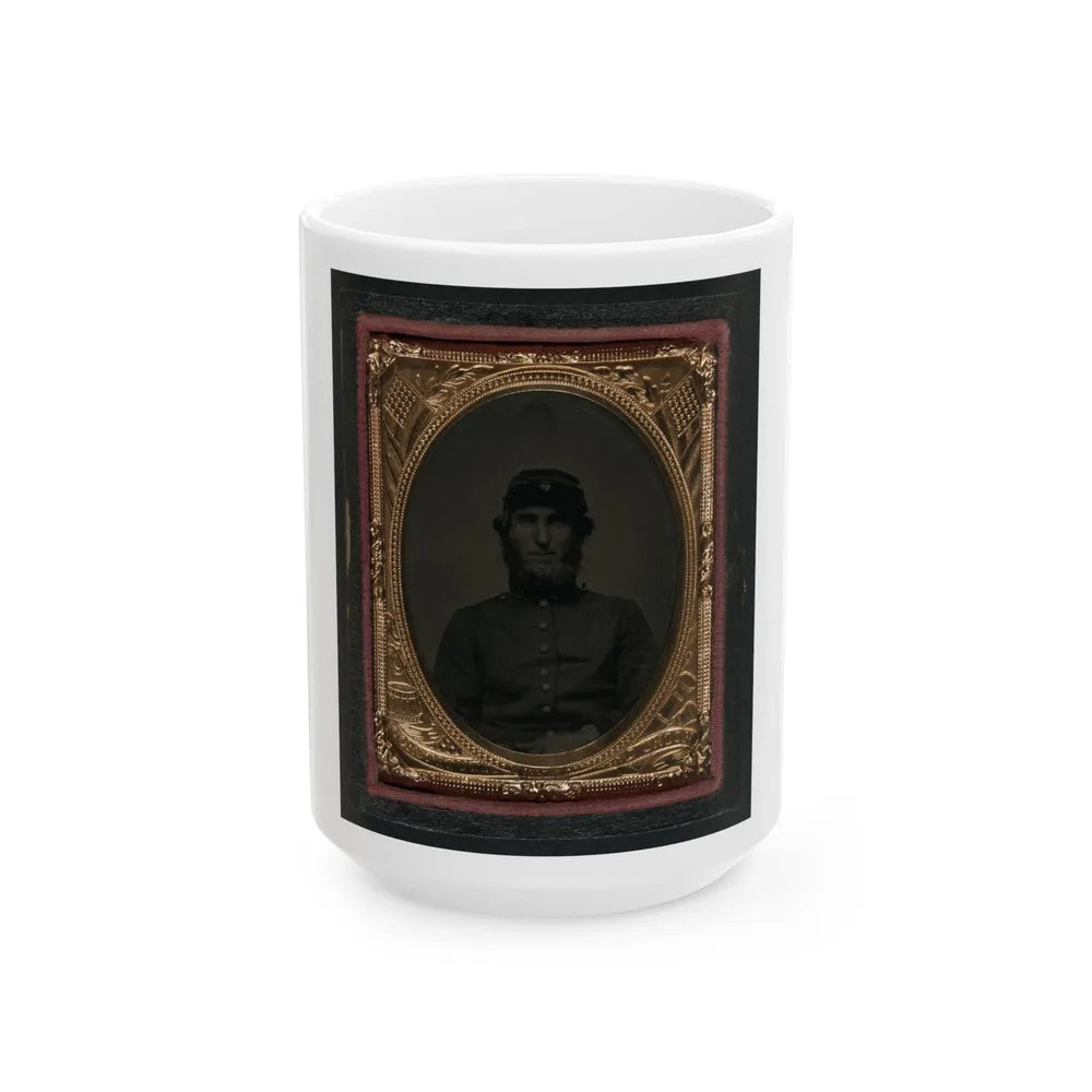 Unidentified Soldier In Union Uniform And Forage Cap 001 (U.S. Civil War) White Coffee Mug-15oz-Go Mug Yourself