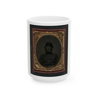 Unidentified Soldier In Union Uniform And Forage Cap 001 (U.S. Civil War) White Coffee Mug-15oz-Go Mug Yourself