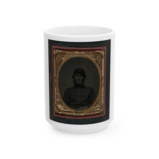 Unidentified Soldier In Union Uniform And Forage Cap 001 (U.S. Civil War) White Coffee Mug-15oz-Go Mug Yourself