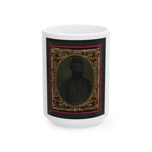 Unidentified Soldier In Union Uniform And Forage Cap 001(2) (U.S. Civil War) White Coffee Mug-15oz-Go Mug Yourself