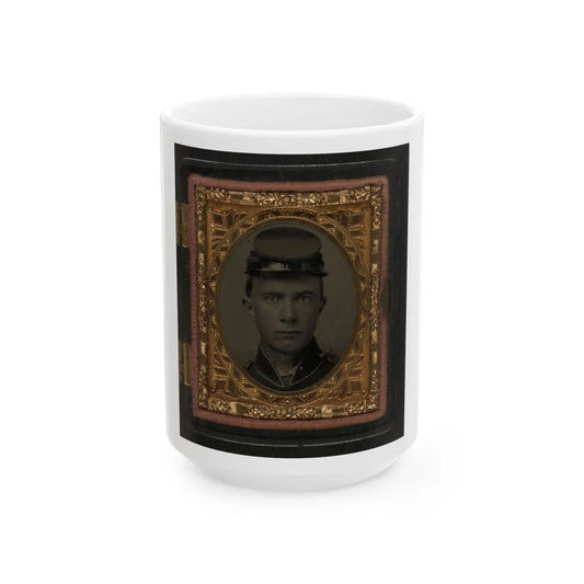 Unidentified Soldier In Union Uniform And Forage Cap 001(3) (U.S. Civil War) White Coffee Mug-15oz-Go Mug Yourself