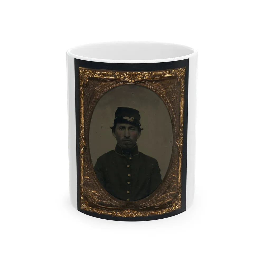 Unidentified Soldier In Union Uniform And Forage Cap 002 (U.S. Civil War) White Coffee Mug-11oz-Go Mug Yourself